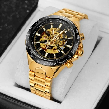 Nugalėtojas 432G mechaninis rankinis laikrodis Klasikinis skeleto smagratis Prabangių laikrodžių gamykla Tiesiogiai surinkti parduotuvės laikrodžiai vyrams