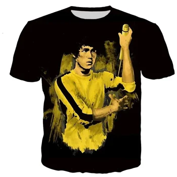 2024 Summer Hot New Bruce Lee 3D spausdinti vyrų kovos menų marškinėliai Summer Street Fashion Casual Plus Size Loose Top 6xl