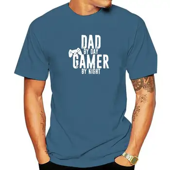 Dad By Day Gamer By Night Birthday Funny Unisex Graphic Fashion Nauji medvilniniai marškinėliai trumpomis rankovėmis O-Neck Harajuku marškinėliai