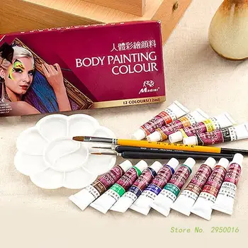 12 Spalvų veido dažymo rinkiniai Cosplay makiažo paletė Veido kūno dažų rinkiniai Helovino klounas Kūno dažų pigmentas karnavalui