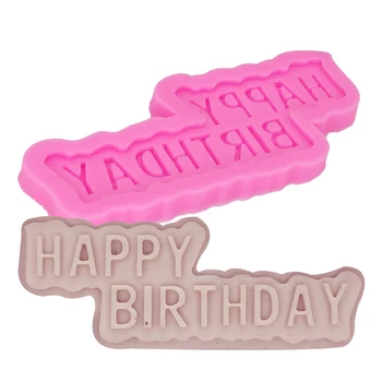 M0183 Su gimtadieniu Forma Silikoninė raidė Nėrinių formos tortų įrankiai, fondantas Kepimo indų dekoravimas, saldainiai, sausainiai, želė įrankiai