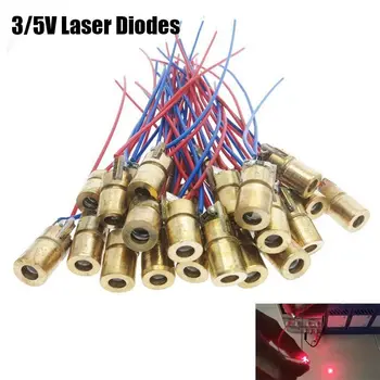 5PCS Reguliuojamas mini lazerinis žymeklis diodas RED Dot lazerinio diodo grandinė 6mm 3V / 5V 5mW 650nm modulis Rodyklės matymo varinė galvutė