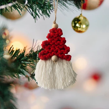 Rankų darbo austi gobelenai Gnome Kalėdų eglutė Kabantis pakabukas Kalėdinė dekoracija namams Mažas pakabukas Dovanų medžio dekoras