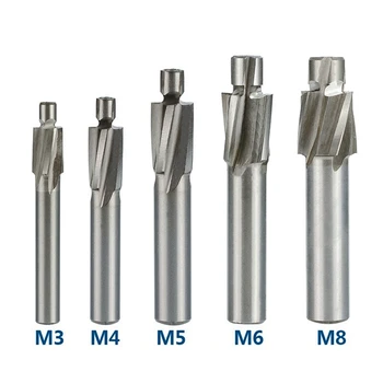 5 dalių kreipiamasis priešpriešinis štampas M3-M8 frezavimo staklių rinkinys 4 dantų greitaeigio plieno frezavimo staklių rinkinys