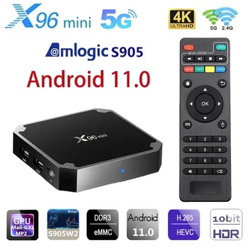 x96 mini išmaniojo televizoriaus dėžutė Android 11 Amlogic S905W 2GB 16GB 1GB 8GB priedėlis 4K/3D/HDR medijos leistuvas su 2,4 GHz WiFi ir Google