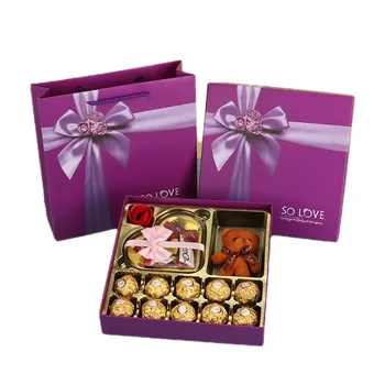Elegantiška Valentino šokolado popierinė dėžutė Prabangios dovanų pakuotės dizainas Vestuvinių saldainių pakuotė Šokoladinis dėklas Dovanų pakavimas