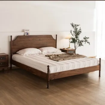 Amatininkas: Medžio kalba: Šiaurės Amerikos juoda riešutmedžio medžio masyvo dvigulė lova, amerikietiška senovinė vyšnių medžio vestuvių lova