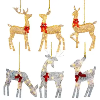 Kalėdinio elnio ornamento blizgučiai Plokščias akrilas 2D Kalėdų eglutės elnio dekoras Linksmų kalėdinių kabančių pakabukų Laimingų Naujųjų metų 2024