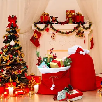70x50cm Raudona Kalėdų senelio dovanų maišeliai Dideli aukštos kokybės auksiniai aksominiai itin minkšti saldainių maišeliai Kalėdų senelis Naujųjų metų linksmų Kalėdų dovana