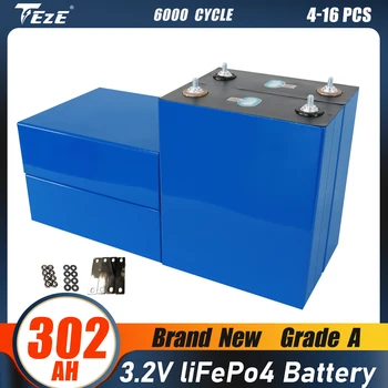 Prekės ženklas 3.2V 302Ah Lifepo4 įkraunama baterija Ličio geležies fosfato kelionės saulės RV elementas 4S 12v 24v 36V A klasės elementas be mokesčių