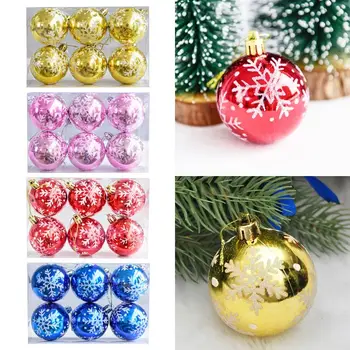 6vnt Kalėdinis pakabukas Dažytas kalėdinis kamuolys Eglutės ornamentas 6cm eglutės kamuoliukai Lašas Ornamentas Plastikas