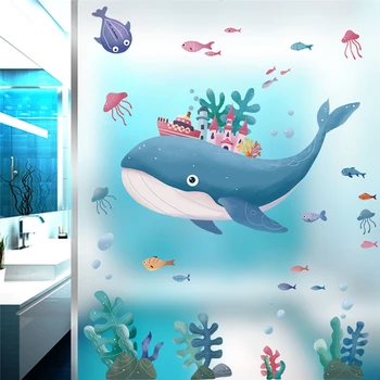 Banginių pilies žuvys Jūros gyvūnija Raštas Sienų lipdukai vaikams Kambario vonios kambario dekoravimas 