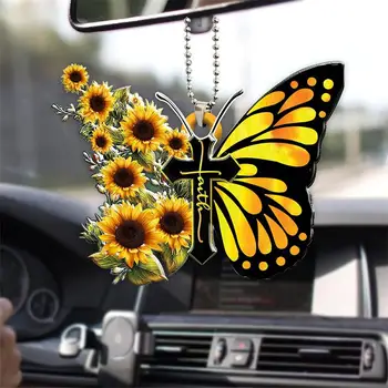 1PCS Naujas kūrybinis kryžminis drugelio pakabukas automobilio žavesys galinio vaizdo veidrodėliui Fėjų drugelio automobilio pakabinamas ornamentinis raktų pakabukas
