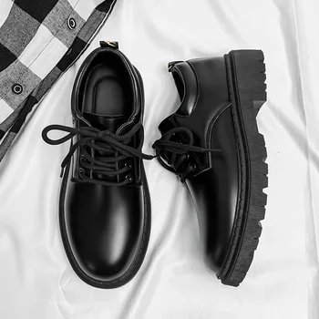 Vyriški batai 2023 Nauja vasara Britų juodi laisvalaikio odiniai batai Vyrų verslo studentai Big Head Work Fashion ShoesSuit Men's Sho