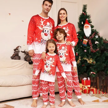 Kalėdos Šeima Deranti pižama Motina Dukra Tėvas Sūnus Šeima Išvaizda Pižamos Kalėdos Mergaitės Berniukai Pora Miego drabužiai