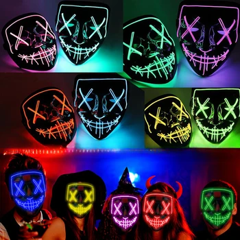Helovino LED švytėjimo kaukė, kraujo siaubas, siaubo kaukė, maskarado vakarėlis, siaubas Veido cosplay, baisios kaukės