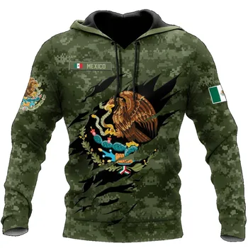 Mexico Coat of Arm Tattoo 3D All Over Printed Hoodie for Men and Women Casual Gothic Streetwear Pullover Casual Funny Hoodies