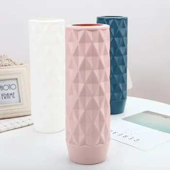Šiaurietiško stiliaus gėlių kompozicijos konteineris Kūrybinė tiesi vaza Origami gėlių prietaiso dekoravimas Plastikinė imitacija Glazūra Vaza