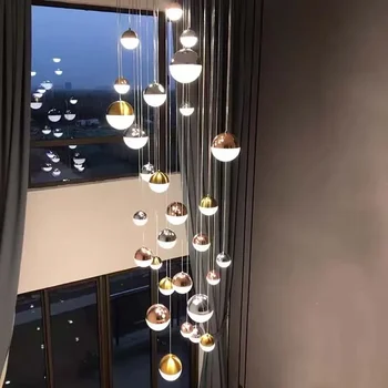 Modernus krištolo rutulio LED šviestuvas laiptams Minimalizmas Apvalus laiptų pakabinamas šviestuvas Paprastas dizainas Vidaus palėpės šviestuvas