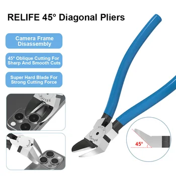RELIFE RL-112A 45° įstrižos įstrižainės replės mobiliųjų telefonų remontui Legiruoto plieno fotoaparato rėmo išardymo kabelio pjovimo rankinis įrankis