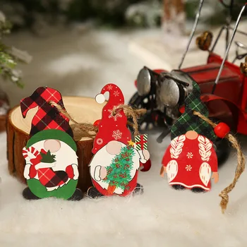 Kalėdiniai mieli nykštukai Elfai Kalėdų eglutė Medinis pakabukas Spalvoti paveikslai Miškininko kalėdinės dekoracijos namų vakarėlių reikmenims