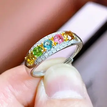Best Seller Free Shipping Naujausias natūralus turmalinas 3*3mm sidabrinis žiedas Papuošalai moteriai vestuvių vakarėliui Banketų dovanos Pažintys