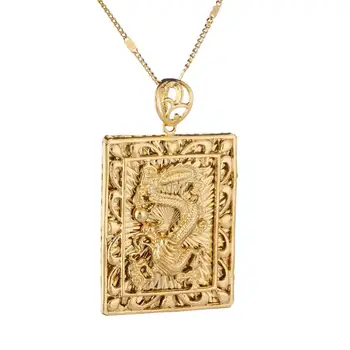 Fashion Gold Color Necklace Pendant Jewelry Dragon Chain Hiphop Rock Madingi papuošalai
