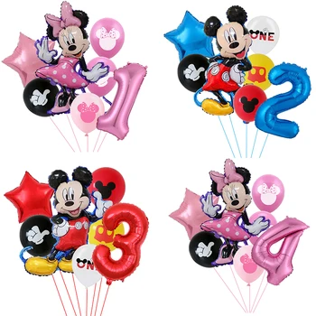 7Pcs Disney Minnie folijos balionų rinkinys Peliuko Mikio balionas Gimtadienio šventės dekoravimas Kūdikių dušas Vaikų žaislas 