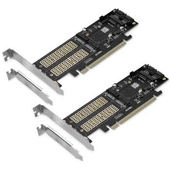 NEW-2X 3 In 1 NGFF ir MSATA SSD adapterio kortelė, M.2 NVME į PCIE/M.2 SATA SSD į SATA III / MSATA Į SATA adapterį 2280/2260