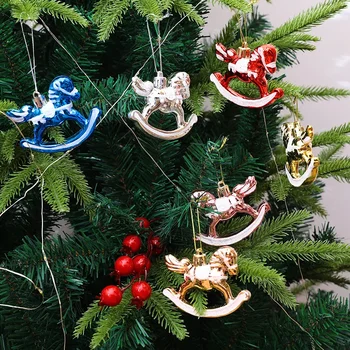 Kalėdinis pakabukas Galvanizuojantis Trojos arklys Kalėdų eglutės dekoracijos Navidad 2023 Naujųjų metų dovana Noelio kalėdinis dekoras namams