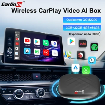 CarlinKit Wired CarPlay į belaidį Carplay Android Auto adapterį Qualcomm 2290 CarPlay AI TV Box for Netflix YouTube GPS 4G LTE