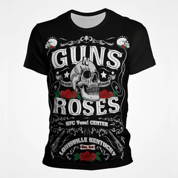 Guns N Roses T Shirts Rock Band 3D Printed Men Woman Marškinėliai trumpomis rankovėmis Gatvės drabužiai Oversized Harajuku Kids Tops Trikotažiniai drabužiai