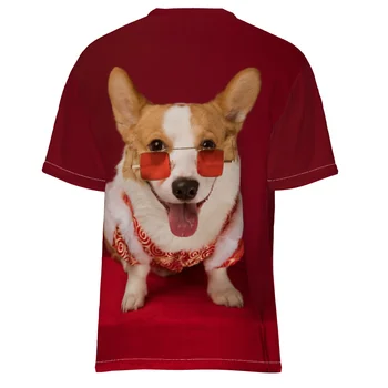 Mielas šuo 3D spausdinti vyriški marškinėliai Vasariniai akiniai Corgi berniukai ir mergaitės vaikai laisvi laisvalaikio viršutiniai marškinėliai trumpomis rankovėmis Oversized
