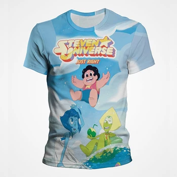 Juokingi marškinėliai Boy Girl Kids trumpomis rankovėmis Steven Universe Anime spausdinimo marškinėliai Summer Breathable Casual Tops Harajuku Mada