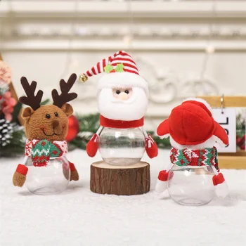 1Pc Candy Jar plastikinis skaidrus kalėdinių saldainių dėžutė Kalėdų briedis Sniego senis Skaidri dovanų dėžutė Kalėdinė dekoracija Vaiko subtili dėžutė