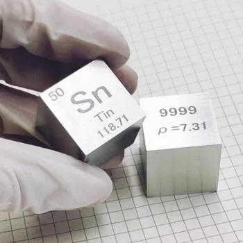 Tin Sn Stannum kubo periodinio stalo kolekcija Metalinių elementų kubeliai 10mm 25.4mm