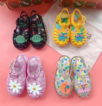 Mini Melissa Girls Nauji pavasario kvapnūs želė batai Chilren's Princess Summer Sandals Bowknot Kids Candy Beach Batai mažyliui