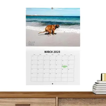 Šunų kalendorius Mėnesinis stalo kalendorius 2023 m. juokingas kalendorius Dovanų atostogų priminimas geresniam laiko organizatoriui 8,27 x 5,83 colio sienoje ir