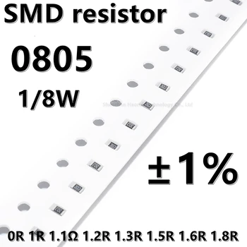  (100vnt.) aukštesnės kokybės 0805 SMD rezistorius 1% 0R 1R 1.1Ω 1.2R 1.3R 1.5R 1.6R 1.8R 1/8W 2.0mm * 1.2mm