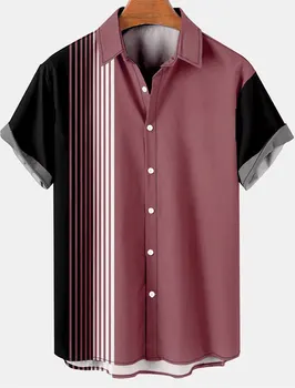 Vyriški marškiniai Vientisos spalvos dizainas 3D spausdinimas Dryžuotas grafikas Paprasta trumpomis rankovėmis Trišakis Viršus Gatvės drabužiai Laisvi laisvalaikio Havajų marškiniai