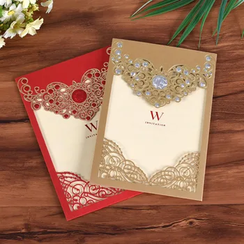 10vnt Elegantiškos baltos violetinės raudonos lazeriu supjaustytos vestuvių kvietimų kortelės Sveikinimo atvirukas Tinkinkite vidines korteles vestuvių vakarėlių reikmenims