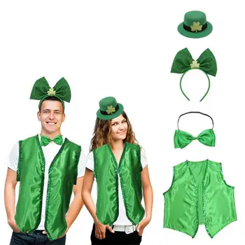St. Patrick's Day kostiumų komplektas St Patricks Day Liemenė Šventiniai kostiumai Vakarėlių apranga moterims vyrams Puikiai tinka Šventojo Patriko dienai