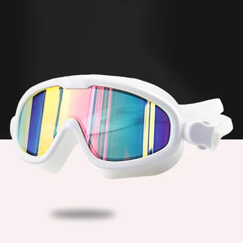 Anti-Fog Maudymosi akiniai Suaugusieji Nardymas Plaukimo akiniai Didelis rėmas Vyrai Moteriškas vandeniui atsparus silikoninis vanduo Sportas Maudytis Akiniai
