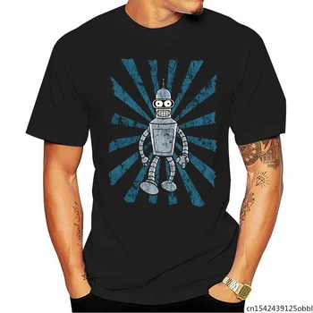 The Robot T Shirt Walking Printed Vintage Bender Round Neck Casual Men T-shirt Plus Size Cotton Four Seasons Daily