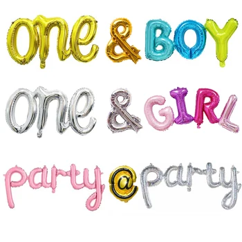 Letter One & Boy Girl Party Folijos balionai Kūdikių dušo balionai Gimtadienio vakarėlio dekoracijos Vaikai Rožė Auksas Lytis Atskleisti Balonas