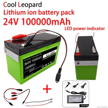 24V 100Ah įkraunama 18650 ličio baterija su LED lempute, LED lempa elektromobilio saulės baterija + 25.2V įkroviklis