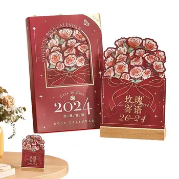 2024 Stalo kalendorius Kūrybingas elegantiškas Mielas nuimamas stalo kalendorius Stalo kalendorius Šventinių dovanų stalo dekoravimas Gėlių