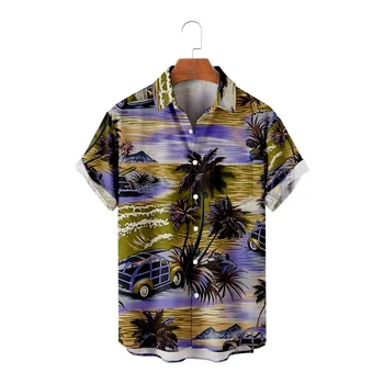Havajų marškiniai vyrams Vasaros mados drabužiai Y2kStreetwear marškinėliai vyrams trumpomis rankovėmis oversized vintage paplūdimio marškinėliai