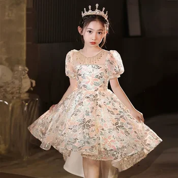 Aukščiausios klasės 2023 m. princesės sekvenuota suknelė mergaitėms vaikams Tiulio kamuoliniai chalatai vakariniam vakarėliui Kūdikių pasirodymo kostiumai