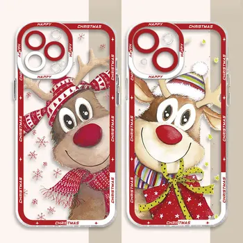 Christmas Deer Phone Case for Samsung Galaxy A52 A42 A12 A73 A21s A32 A52s A72 5G A13 A33 A23 A53 A22 Skaidrus silikoninis dangtelis Capa